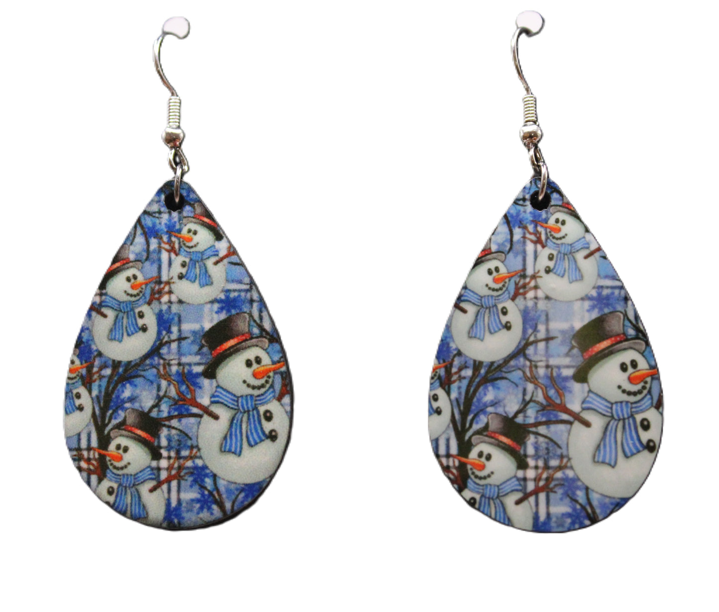Snowman Collage Christmas Earrings