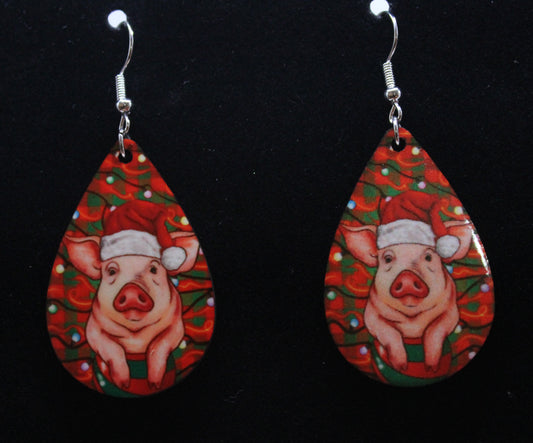 Christmas Pig Earrings