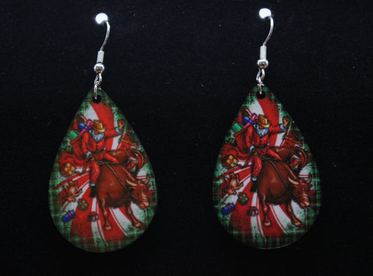 Horse Riding Christmas Earrings