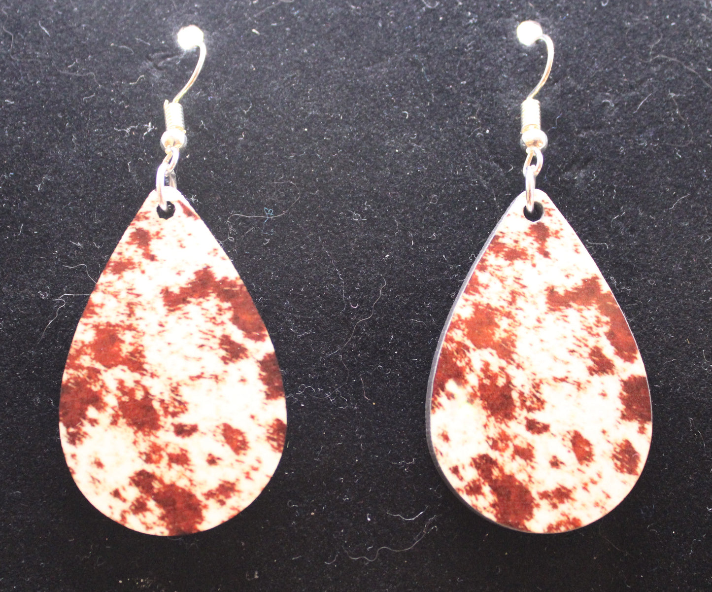 Brown and White Cowhide Print Earrings