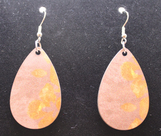 Marbled Print of Taupe and Gold Earrings