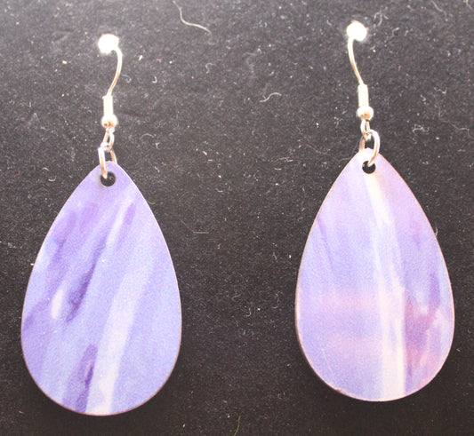 Marbled Print of Purple-Blue Earrings