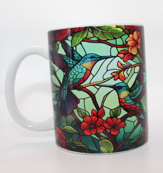 Stained Glass Hummingbird 11 Ounce Mug - Design #1