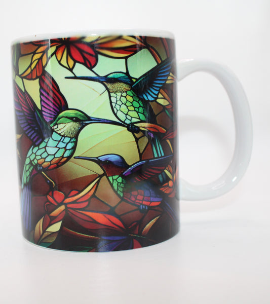 Stained Glass Hummingbird 11 Ounce Mug - Design #2