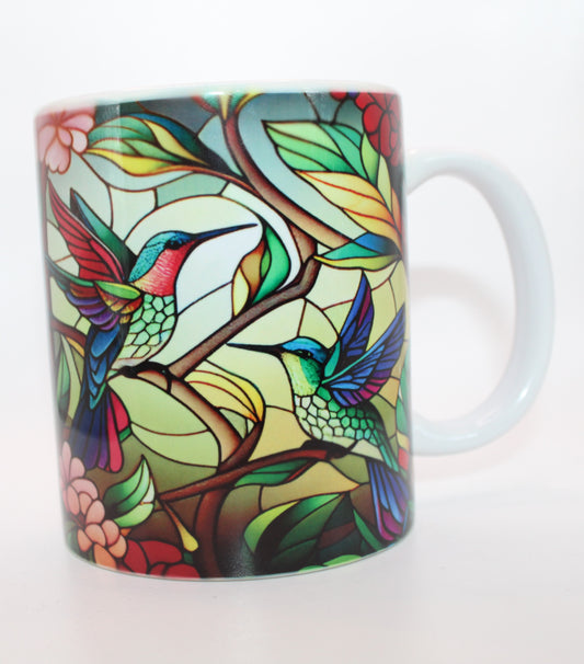 Stained Glass Hummingbird 11 Ounce Mug - Design #3