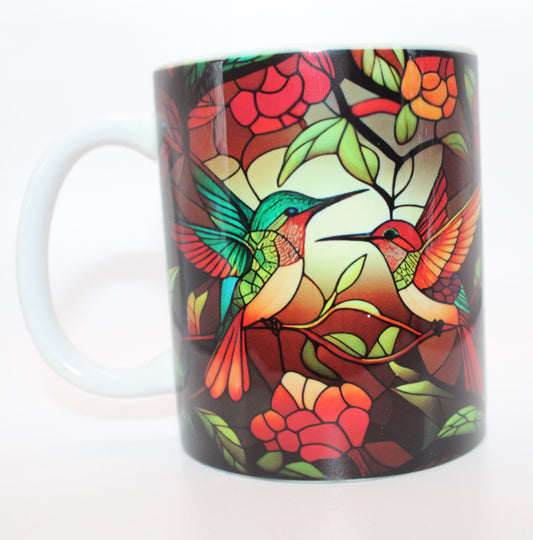 Stained Glass Hummingbird 15 Ounce Mug - Design #4