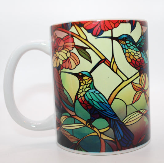 Stained Glass Hummingbird 11 Ounce Mug - Design #6