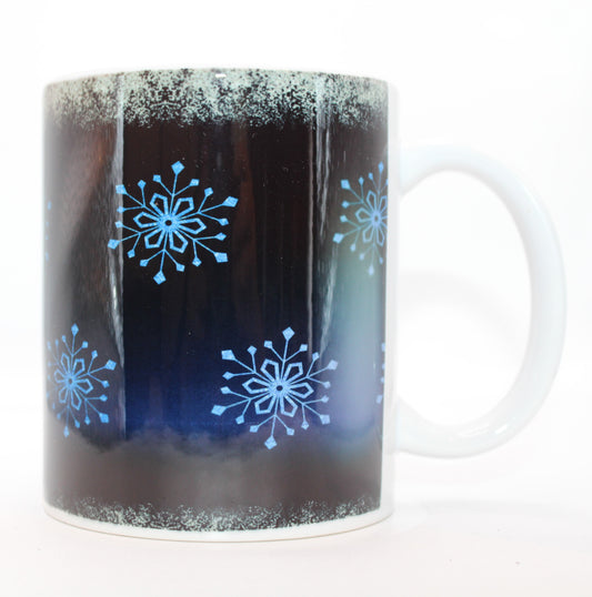 Christmas Mug with Snowflakes on Black Background 11 Ounce Mug - Design #5