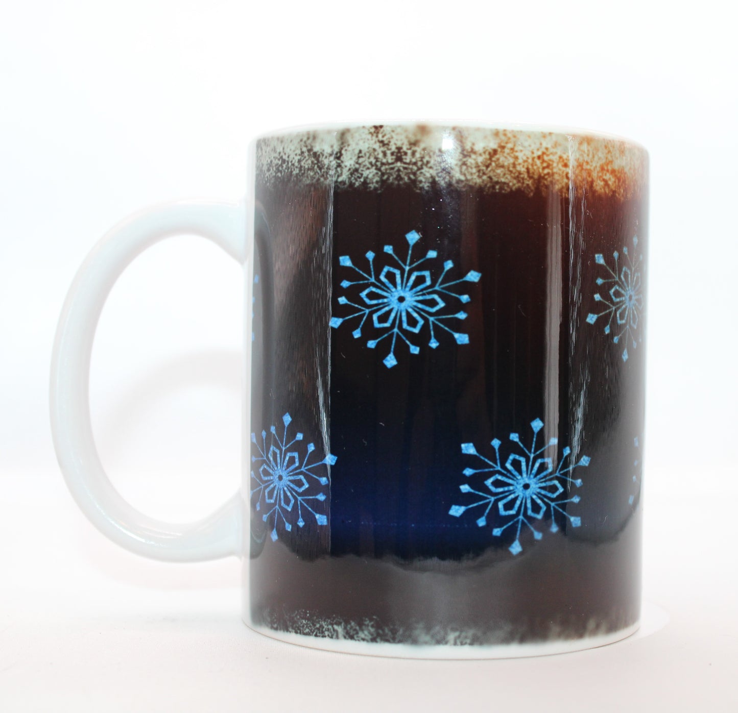 Christmas Mug with Snowflakes on Black Background 11 Ounce Mug - Design #5