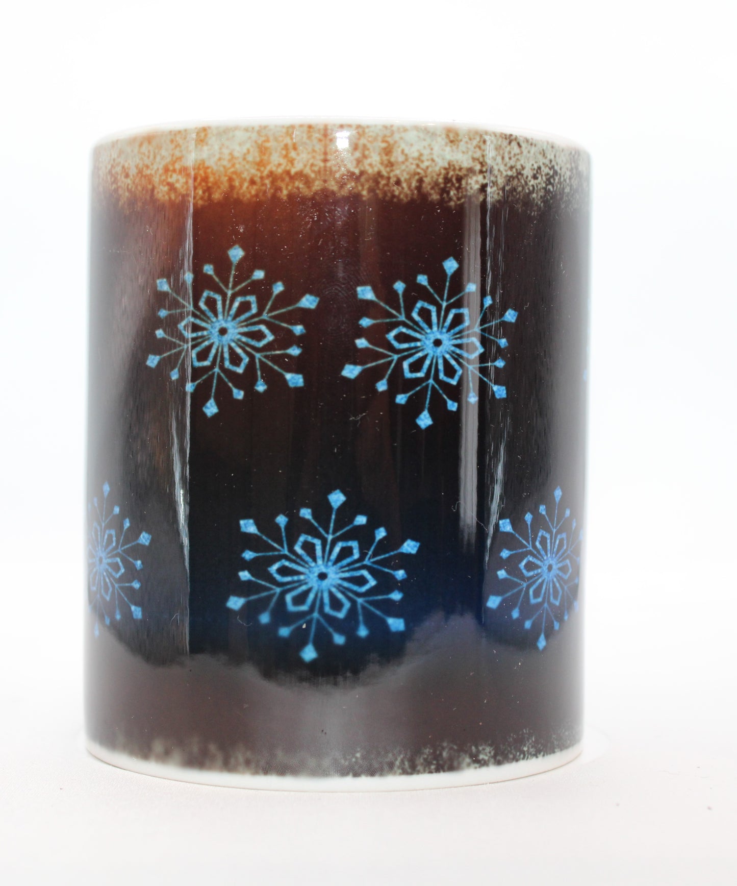 Christmas Mug with Snowflakes on Black Background 11 Ounce Mug - Design #5