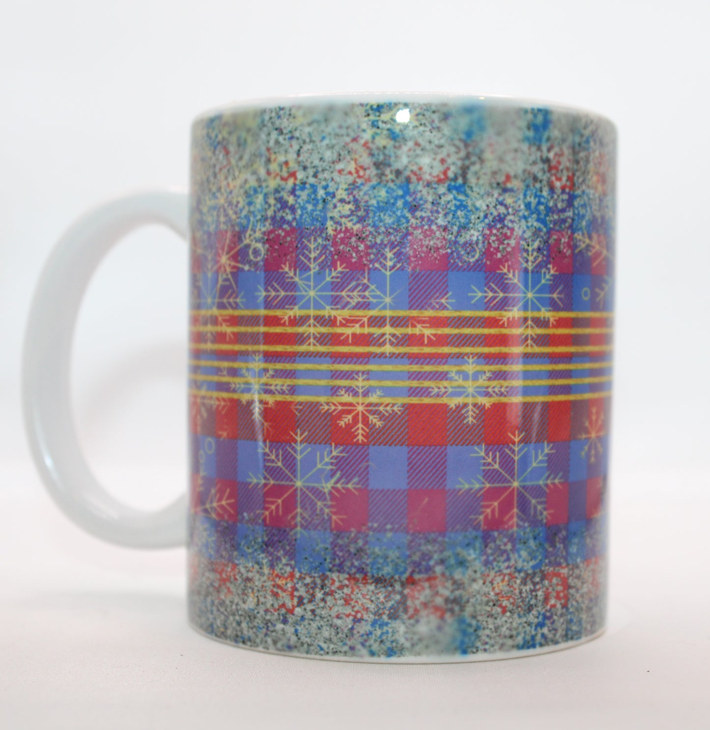 Christmas Mug with Small Plaid Design 11 Ounce Mug - Design #9