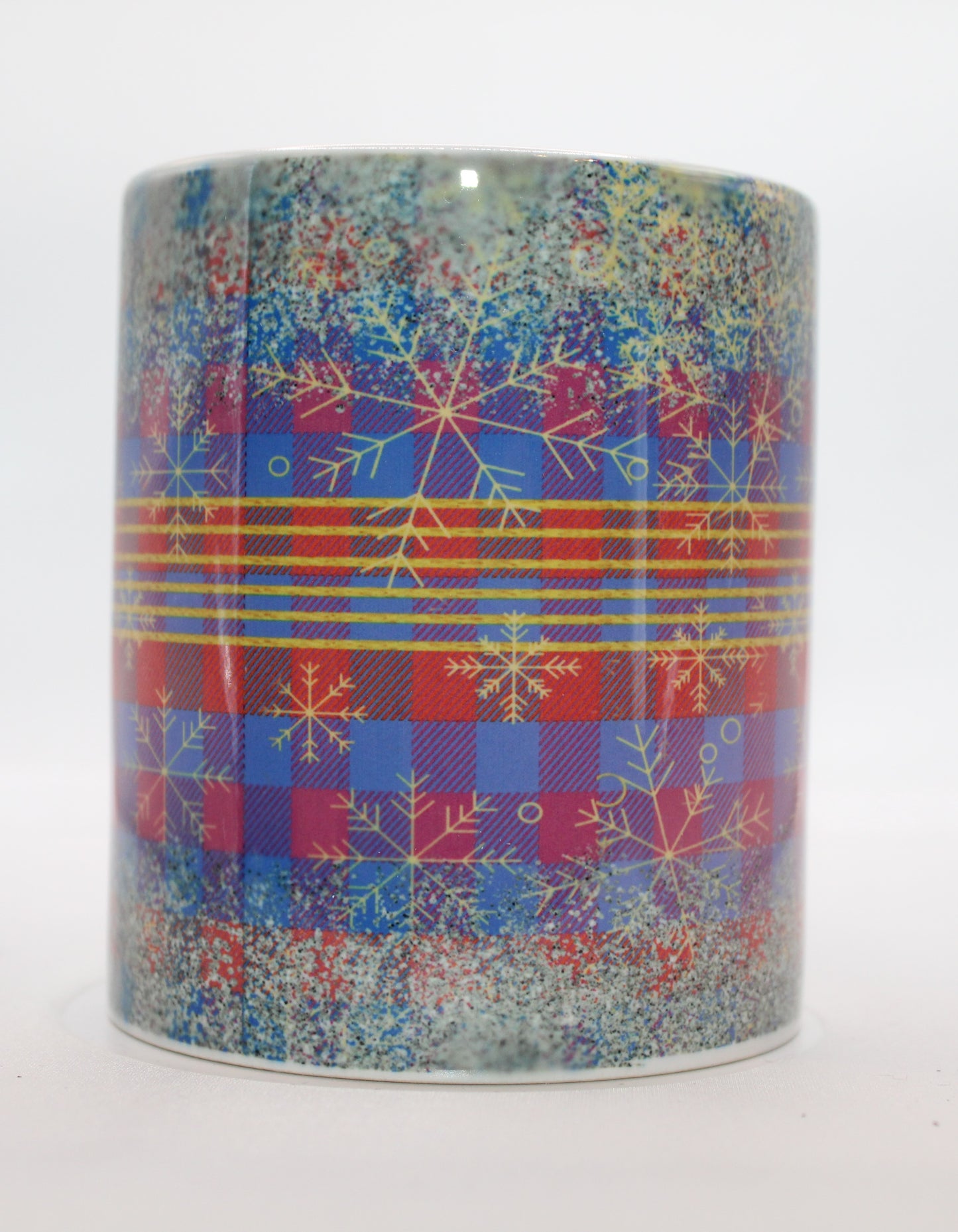 Christmas Mug with Small Plaid Design 11 Ounce Mug - Design #9