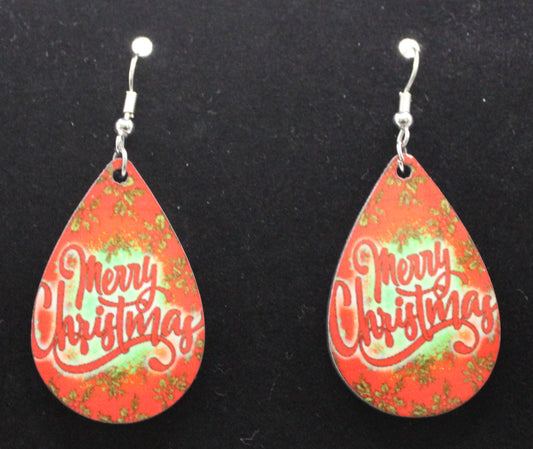 Merry Christmas Earrings in Red