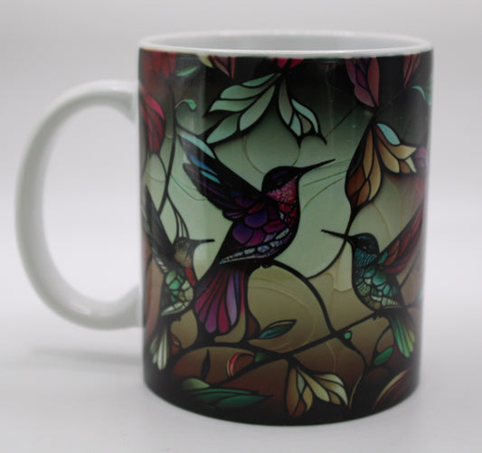 Stained Glass Hummingbird 11 Ounce Mug - Design #5